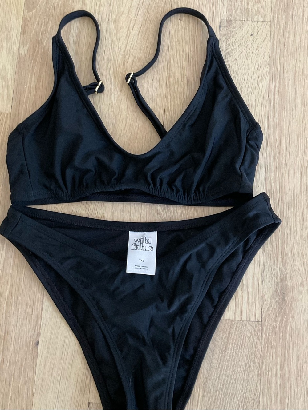 wild fable Black Scoop Bralette Bikini Set